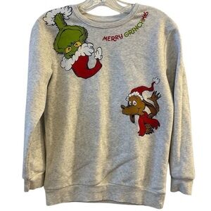 The Grinch Kids XL Gray Christmas Sweatshirt Dr. Seuss‎ Holiday Pullover